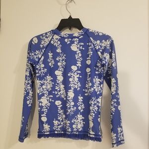 Hanna Andersson Ruffle Floral Rash Guard Size 150